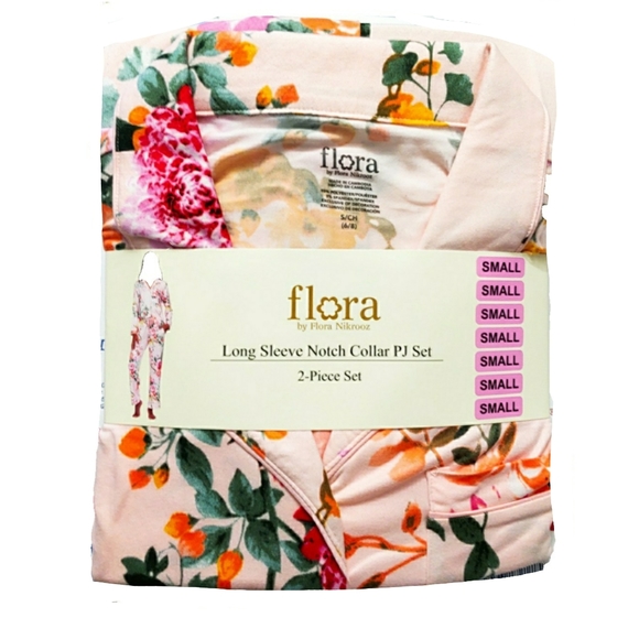 NEW Flora Womens S(6-8)Long Sleeve Collar PJ Set - Picture 2 of 4
